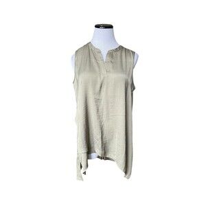 Chicos Clarissa Sleeveless Tank Top Size M Green Asymetric Hem Flowy Lightweight